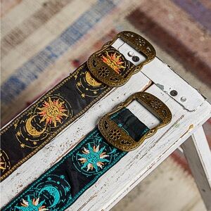 New in bag POL Sun and Moon Embroidered Belt. Teal color only. One size.